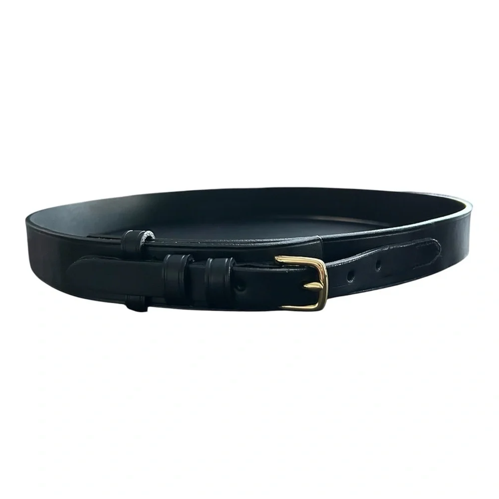 Brooks Brothers Black Leather Belt Gold Buckle Men’s XL 40” Genuine Leather